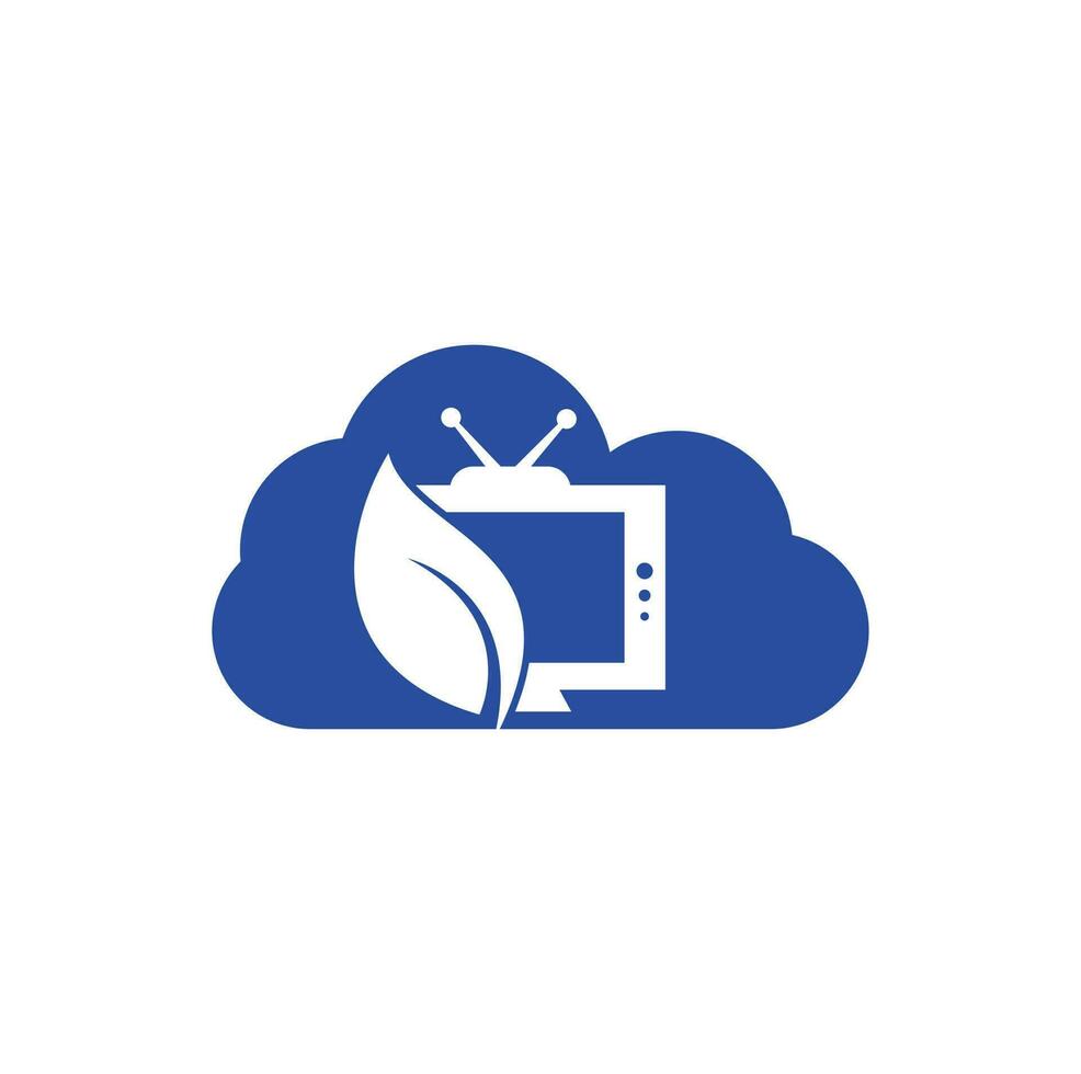 Nature TV cloud shape concept vector logo template. Agricultural broadcast TV logo