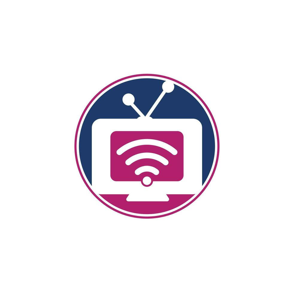 Tv and wifi logo combination. Television and signal symbol or icon. Unique media and radio logo vector