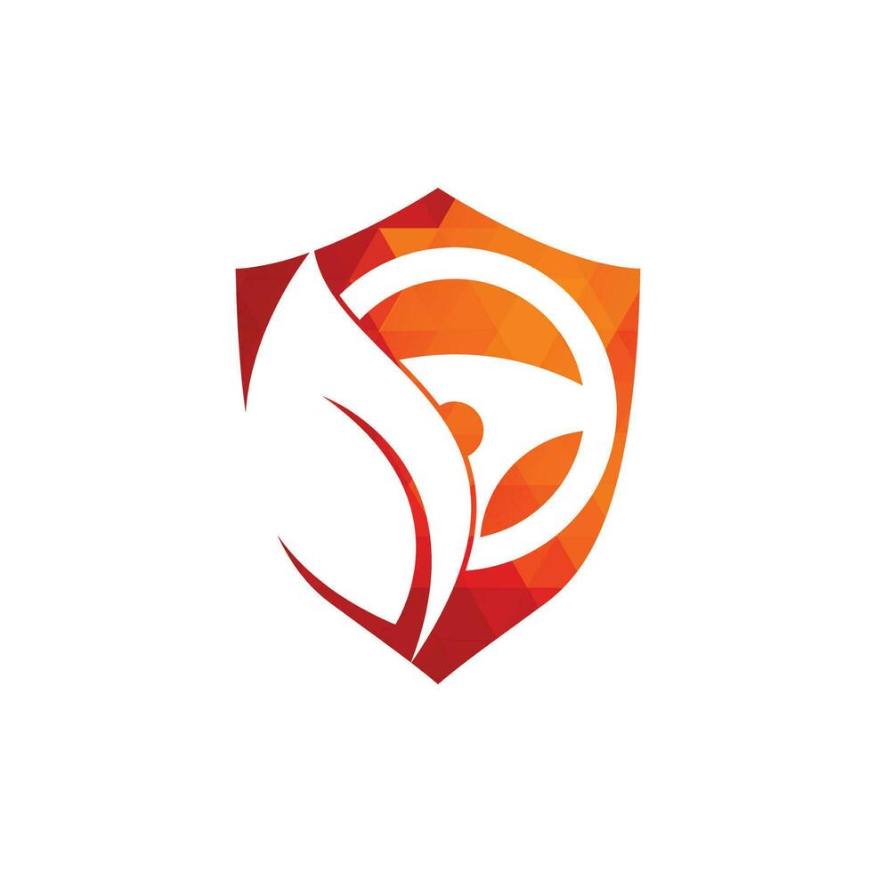 Eco steering wheel vector logo design. Steering wheel and eco symbol or icon.