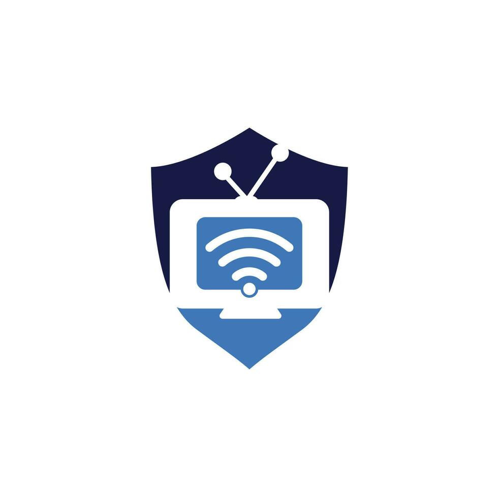 Tv and wifi logo combination. Television and signal symbol or icon. Unique media and radio logo vector