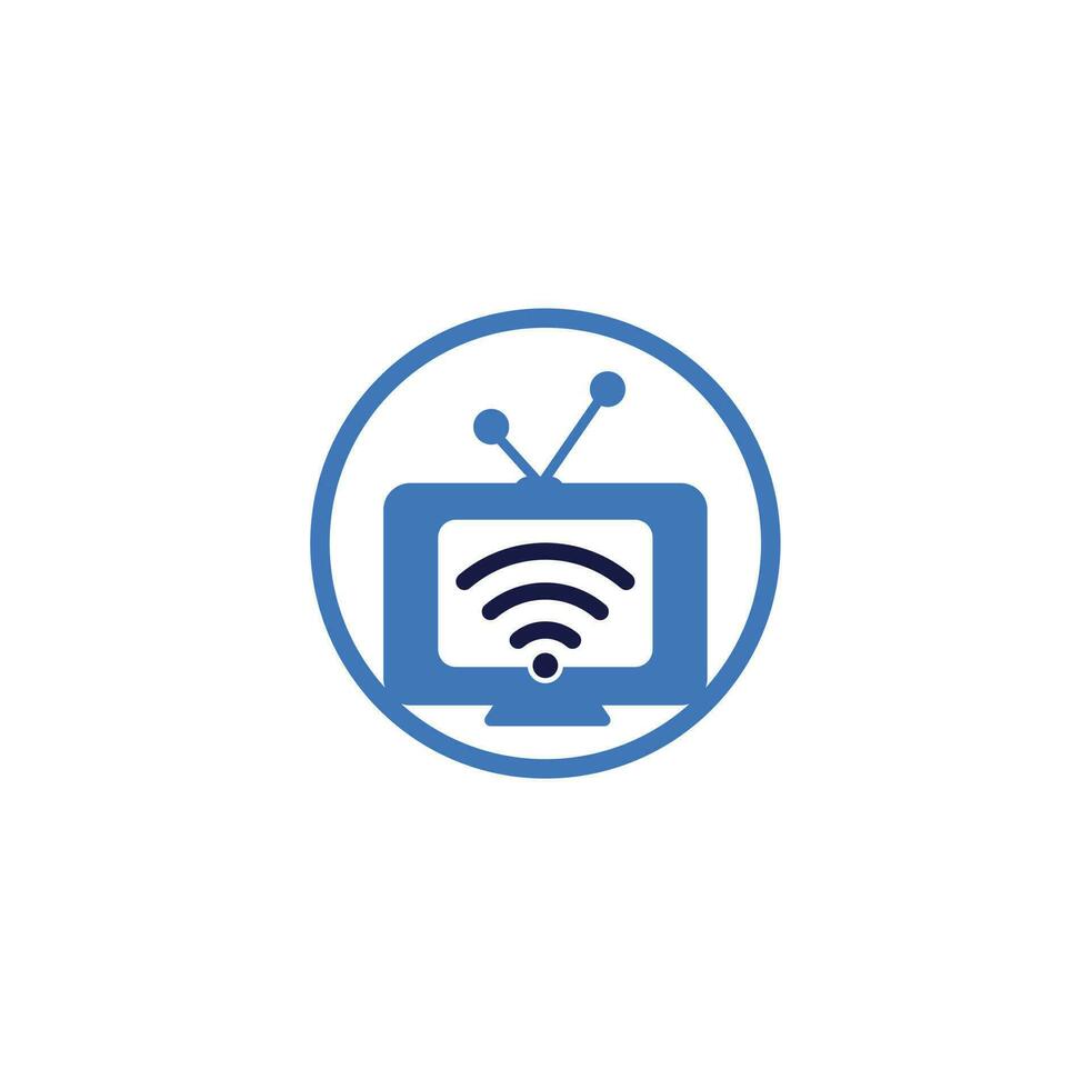 Tv and wifi logo combination. Television and signal symbol or icon. Unique media and radio logo vector