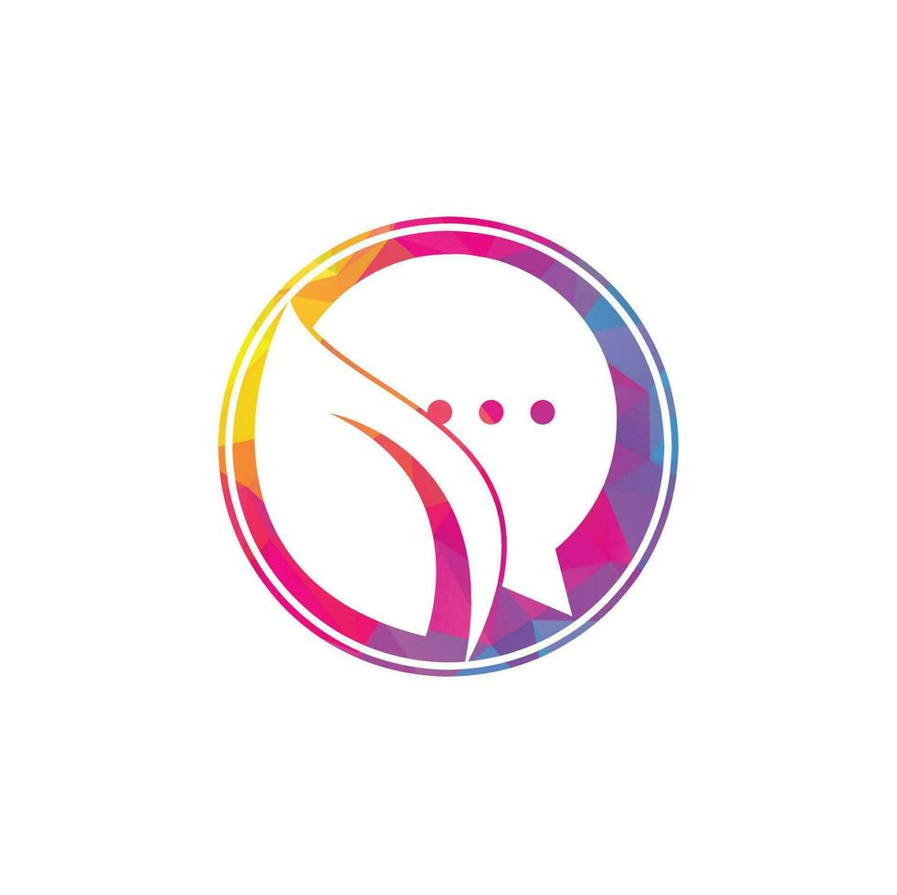 Nature leaf chat logo design. Leaf chat logo design template. vector