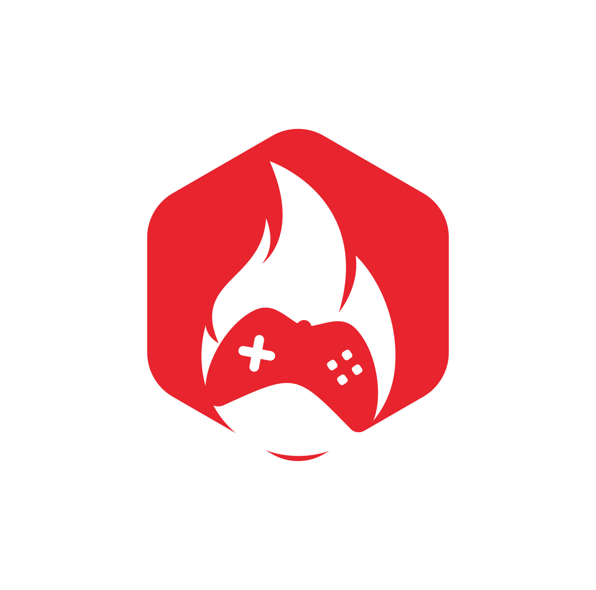 Gaming fire logo icon designs vector. game pad with a fire for gaming