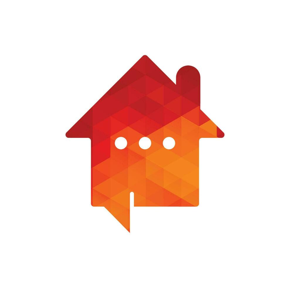 diseño de logotipo de vector de casa de chat. hablar plantilla de diseño de logotipo de casa.