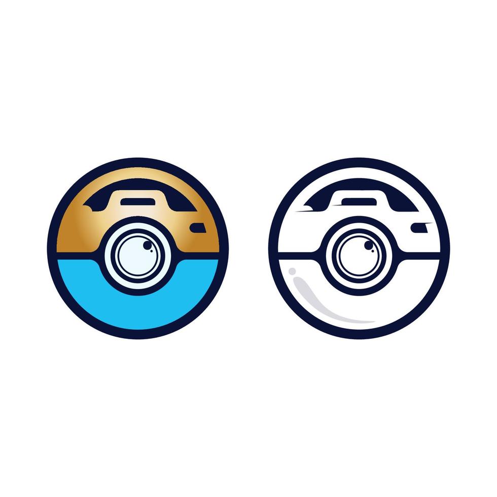 photography camera logo icon vector design template isolated on black background