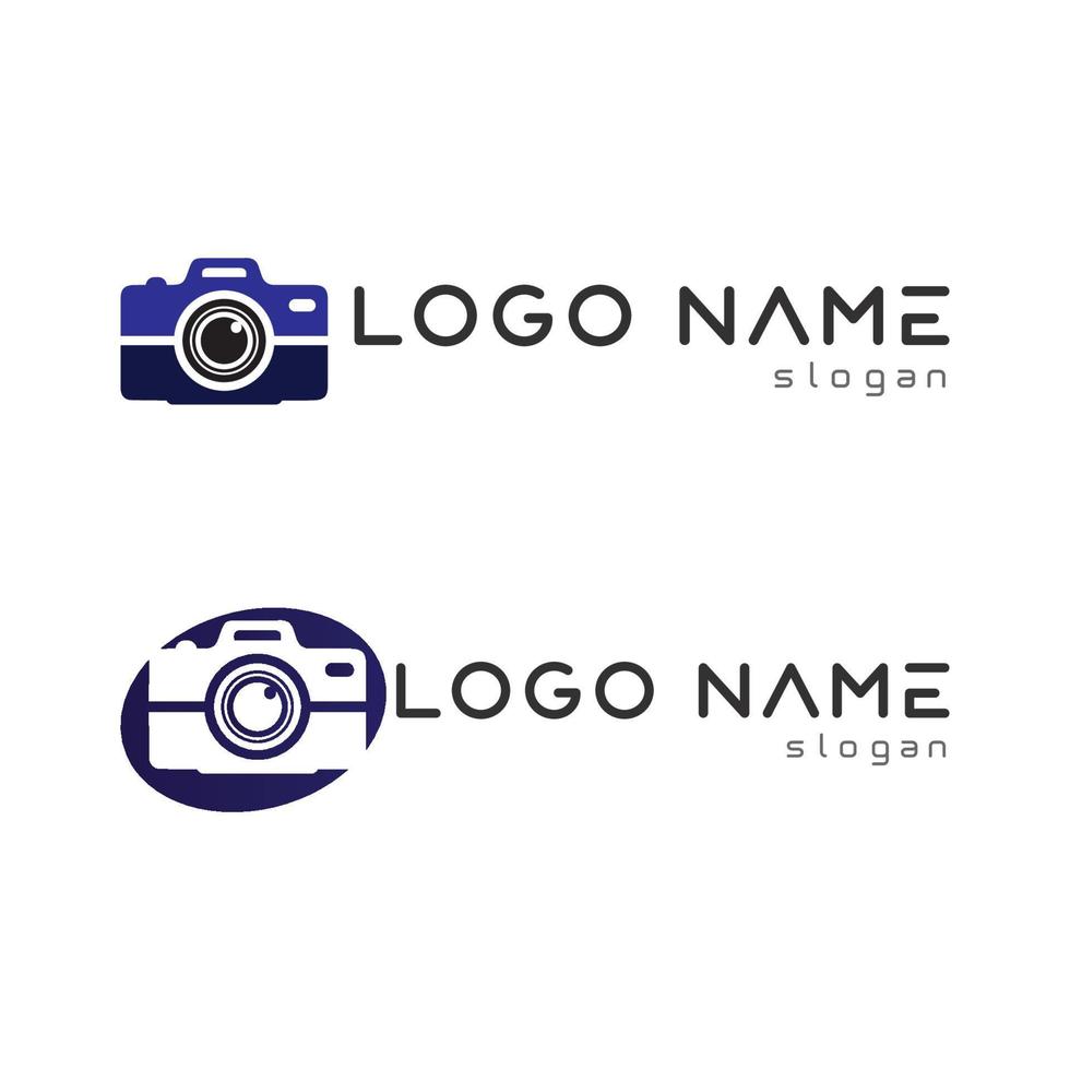 plantilla de diseño de vector de icono de logotipo de cámara de fotografía aislado sobre fondo negro