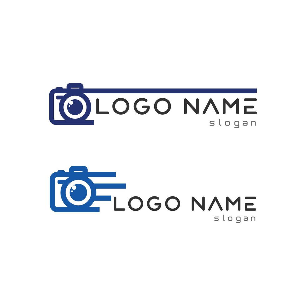 plantilla de diseño de vector de icono de logotipo de cámara de fotografía aislado sobre fondo negro