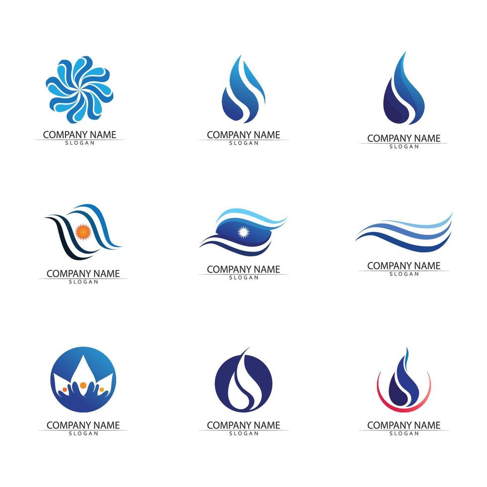 water wave logo design template vector