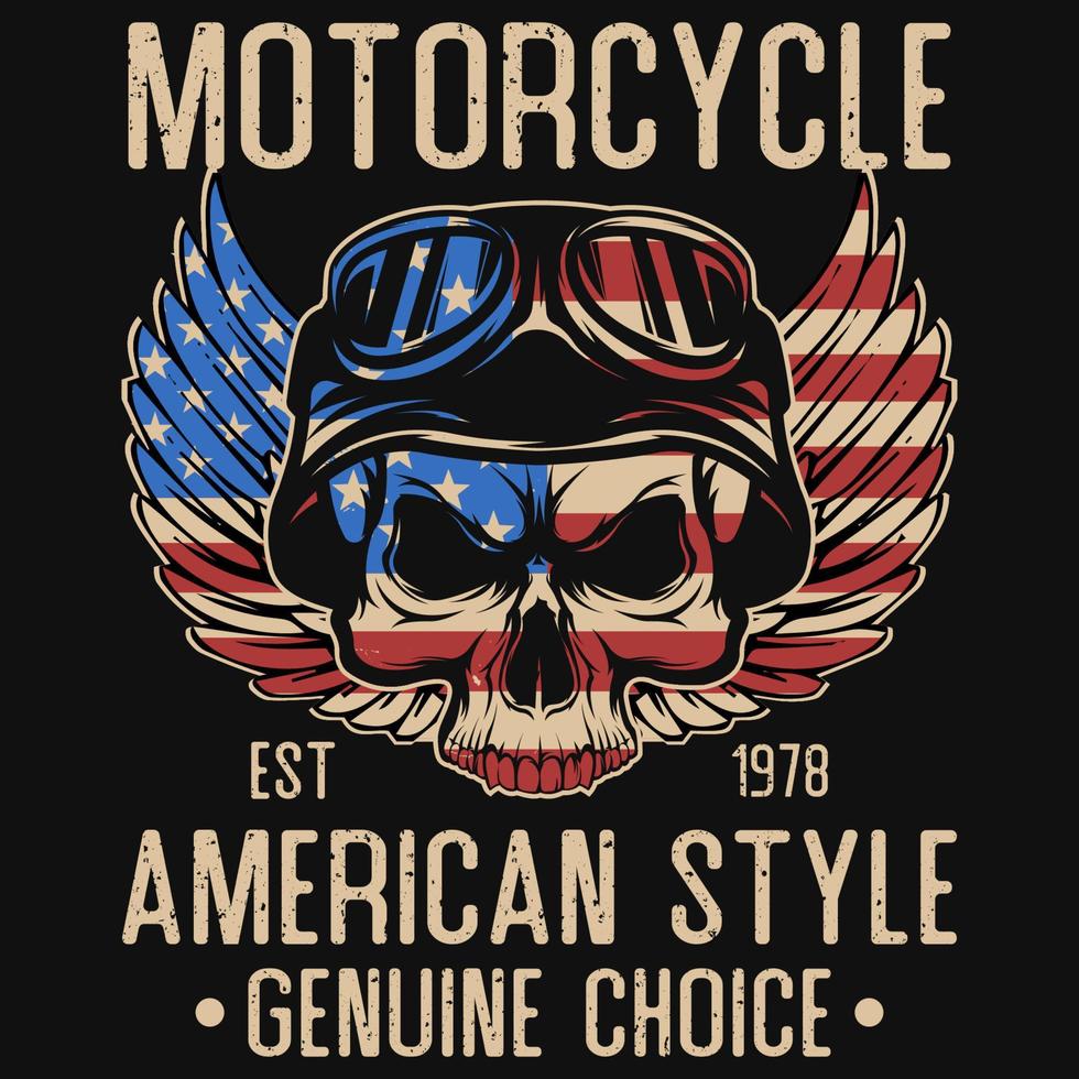 diseño de camiseta de motociclista americano vector