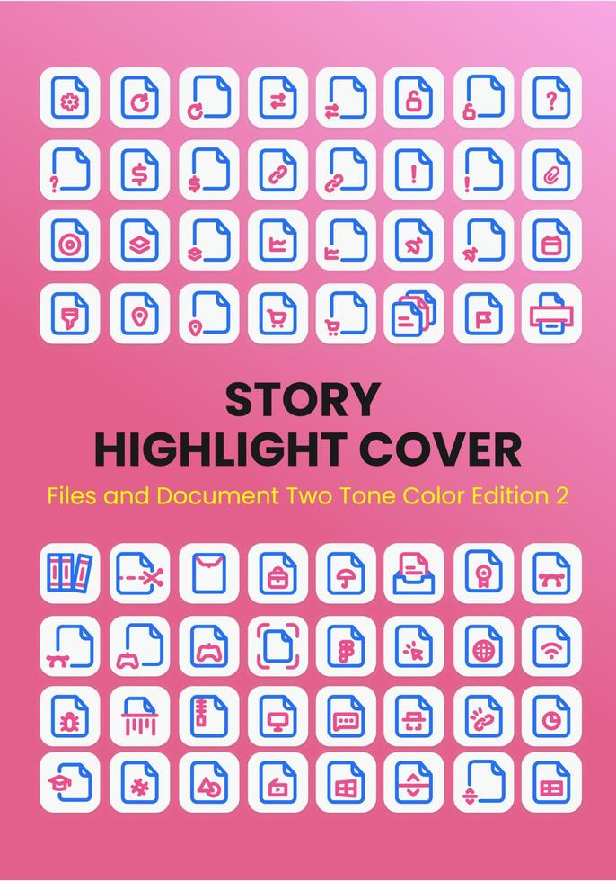 Files and Document Two Tone Color Story Highlight Cover vector