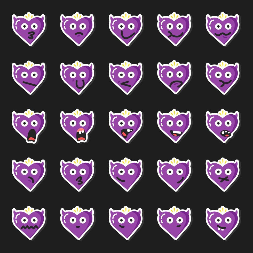 Valentine emoji emoticon heart devil evil angry purple vector