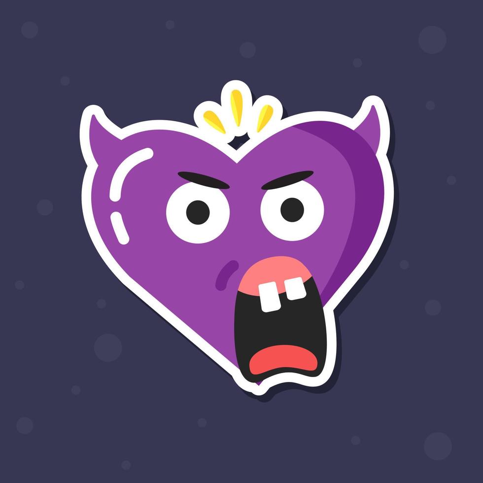 enamorado emoji emoticono corazón diablo mal enojado púrpura vector