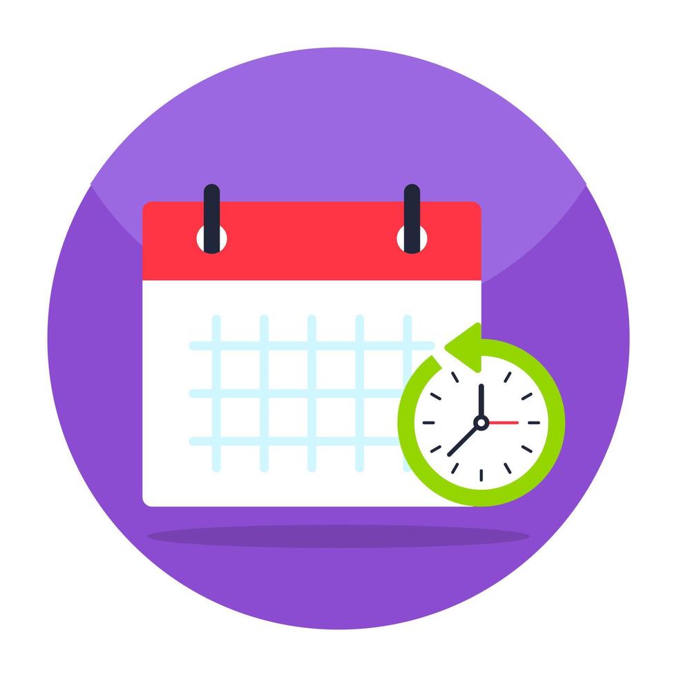 Calendar with clock showing concept of timetable vector
