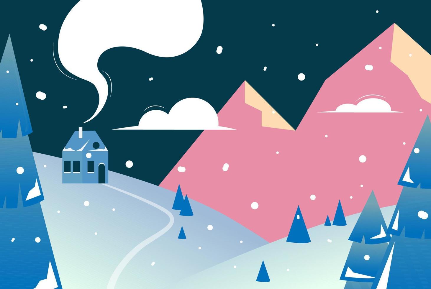 Winter landscape mountin vector