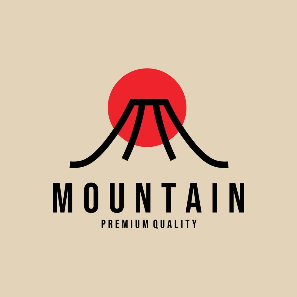 logotipo de arte de línea de montaña, icono y símbolo, diseño de ilustración vectorial vector