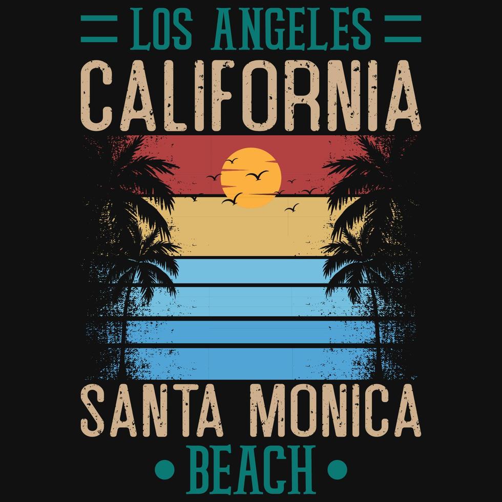 diseño de camiseta de santa mónica de california de los ángeles vector