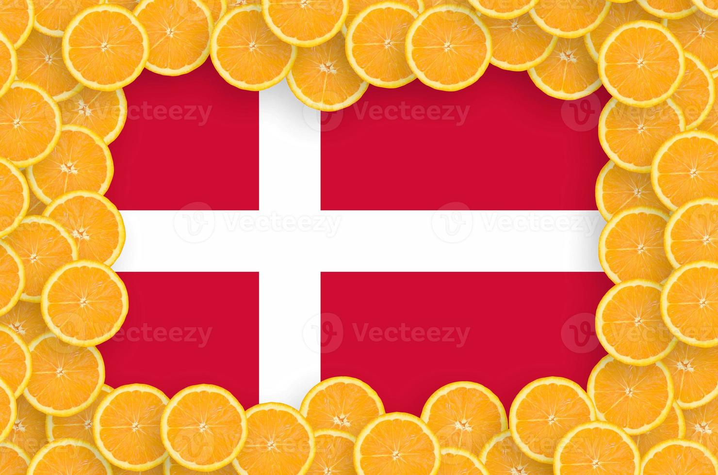 Denmark flag in fresh citrus fruit slices frame 13422600 Stock Photo at