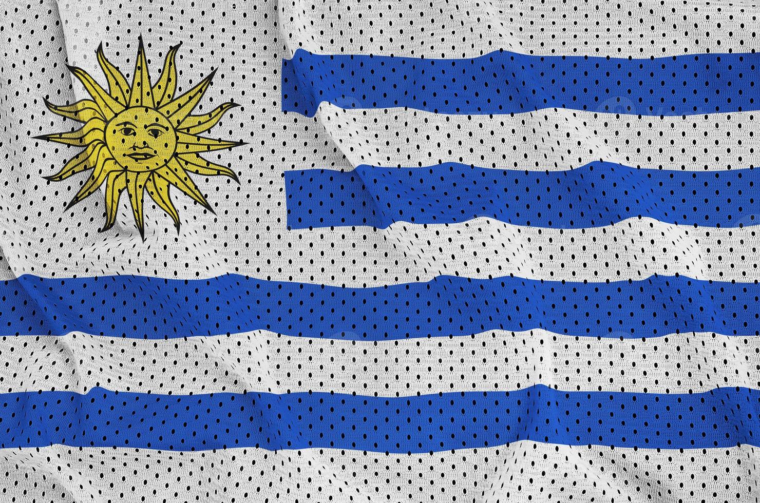 Uruguay flag printed on a polyester nylon sportswear mesh fabric photo