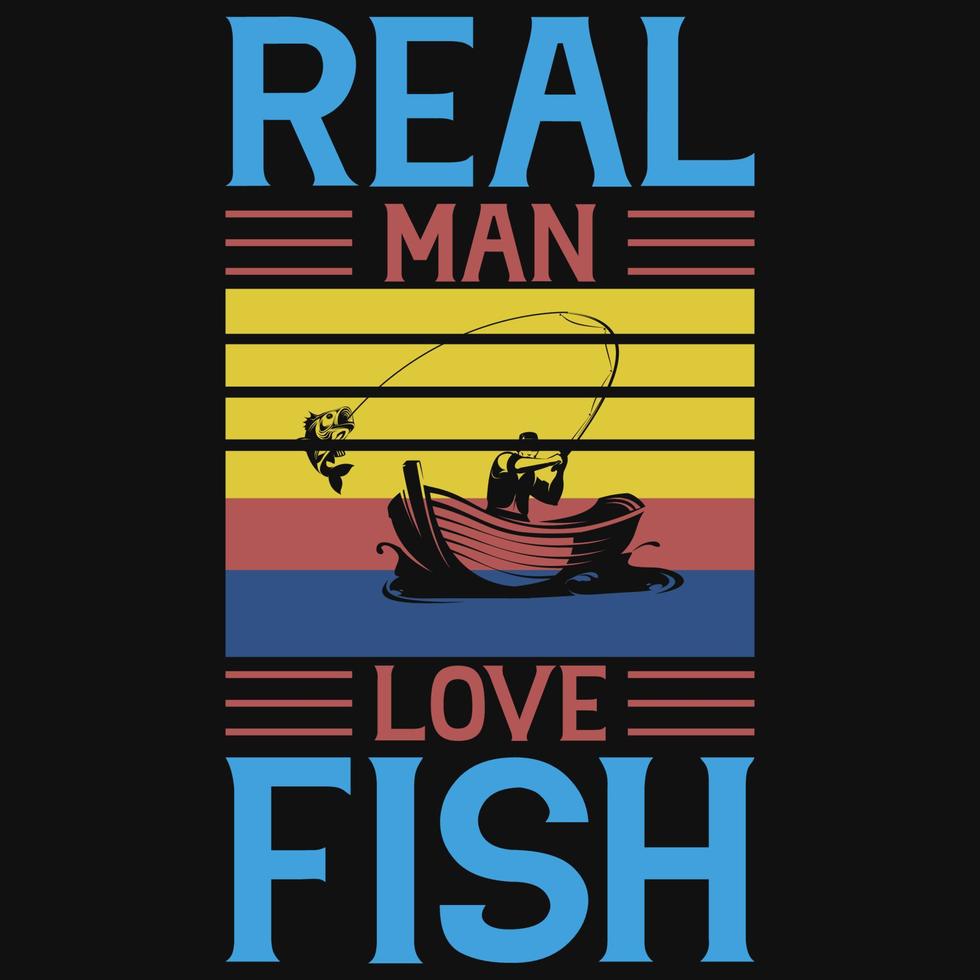 diseño de camiseta de pescado de amor de hombre real vector