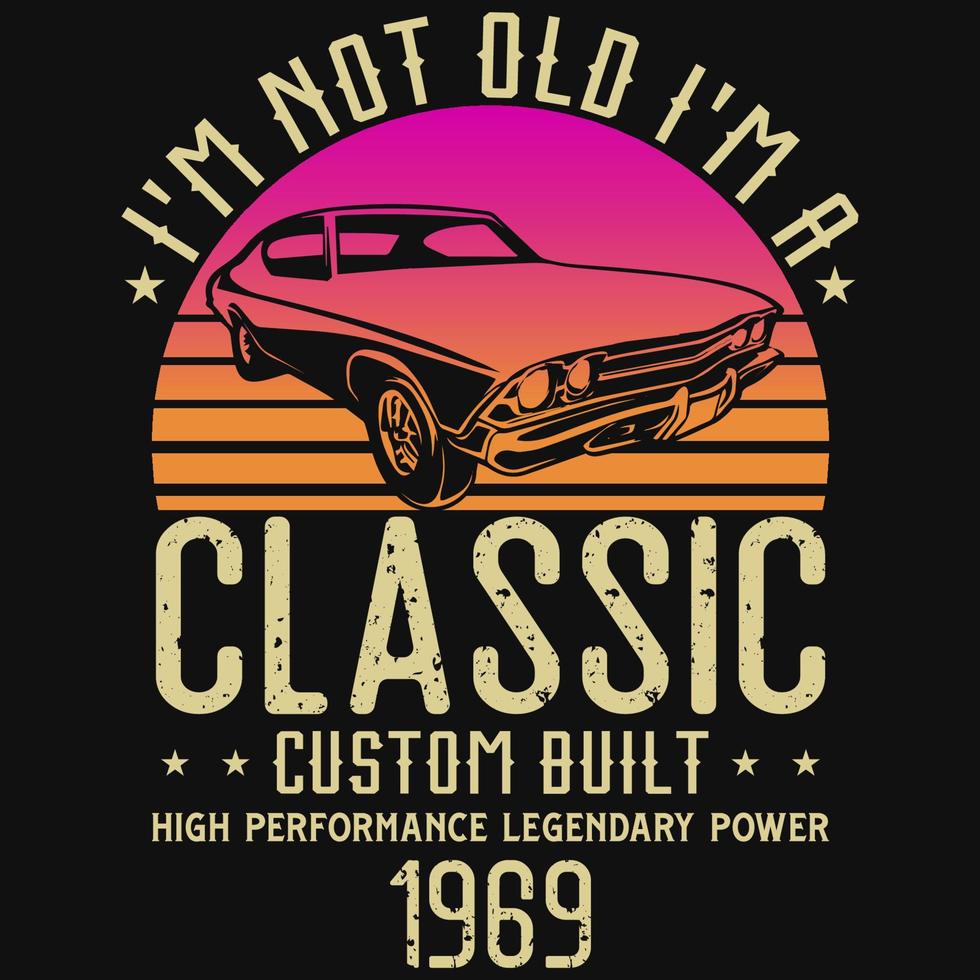 Classic custom car tshirt design vector