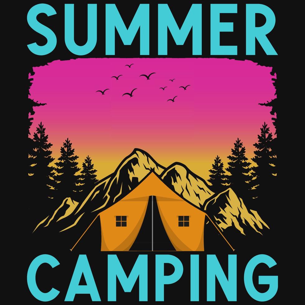 Summer camping tshirt design vector
