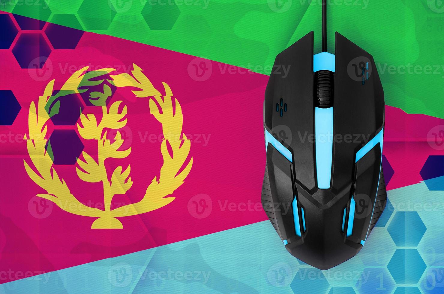Eritrea flag  and computer mouse. Concept of country representing e-sports team photo