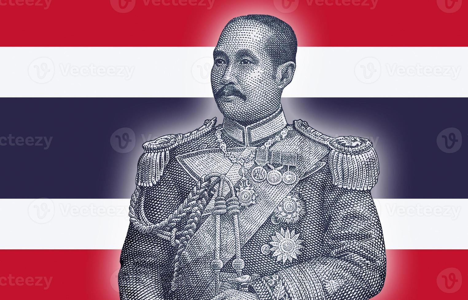 retrato de chulalongkorn también conocido como rey rama v fue el quinto monarca de siam bajo la casa de chakri. figura en la bandera de tailandia foto