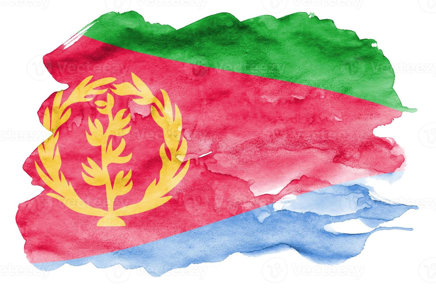 Eritrea flag  is depicted in liquid watercolor style isolated on white background photo