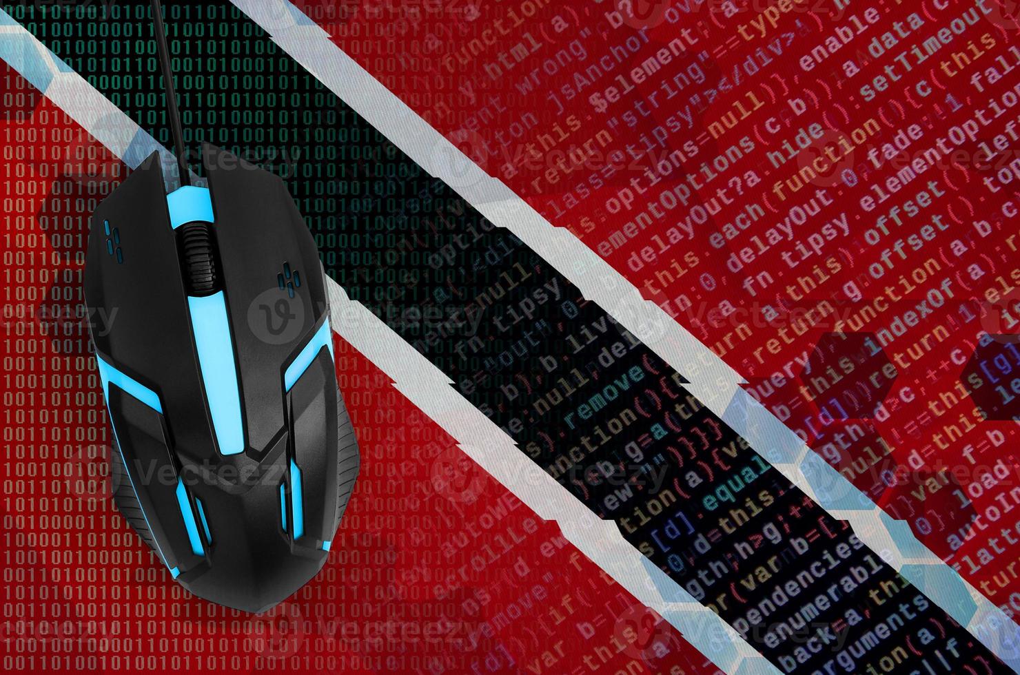 Trinidad and Tobago flag  and computer mouse. Digital threat, illegal actions on the Internet photo