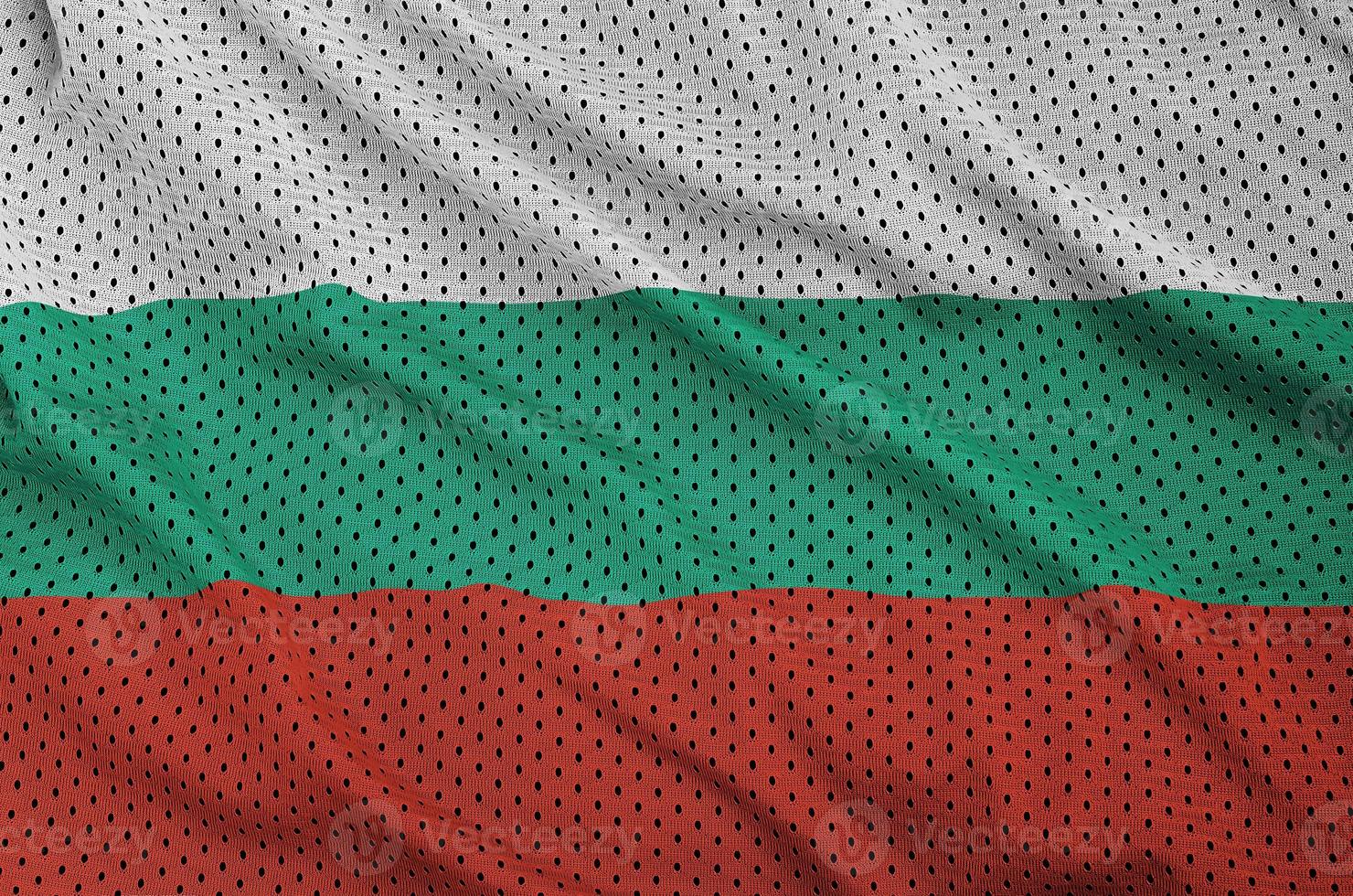 Bulgaria flag printed on a polyester nylon sportswear mesh fabri photo