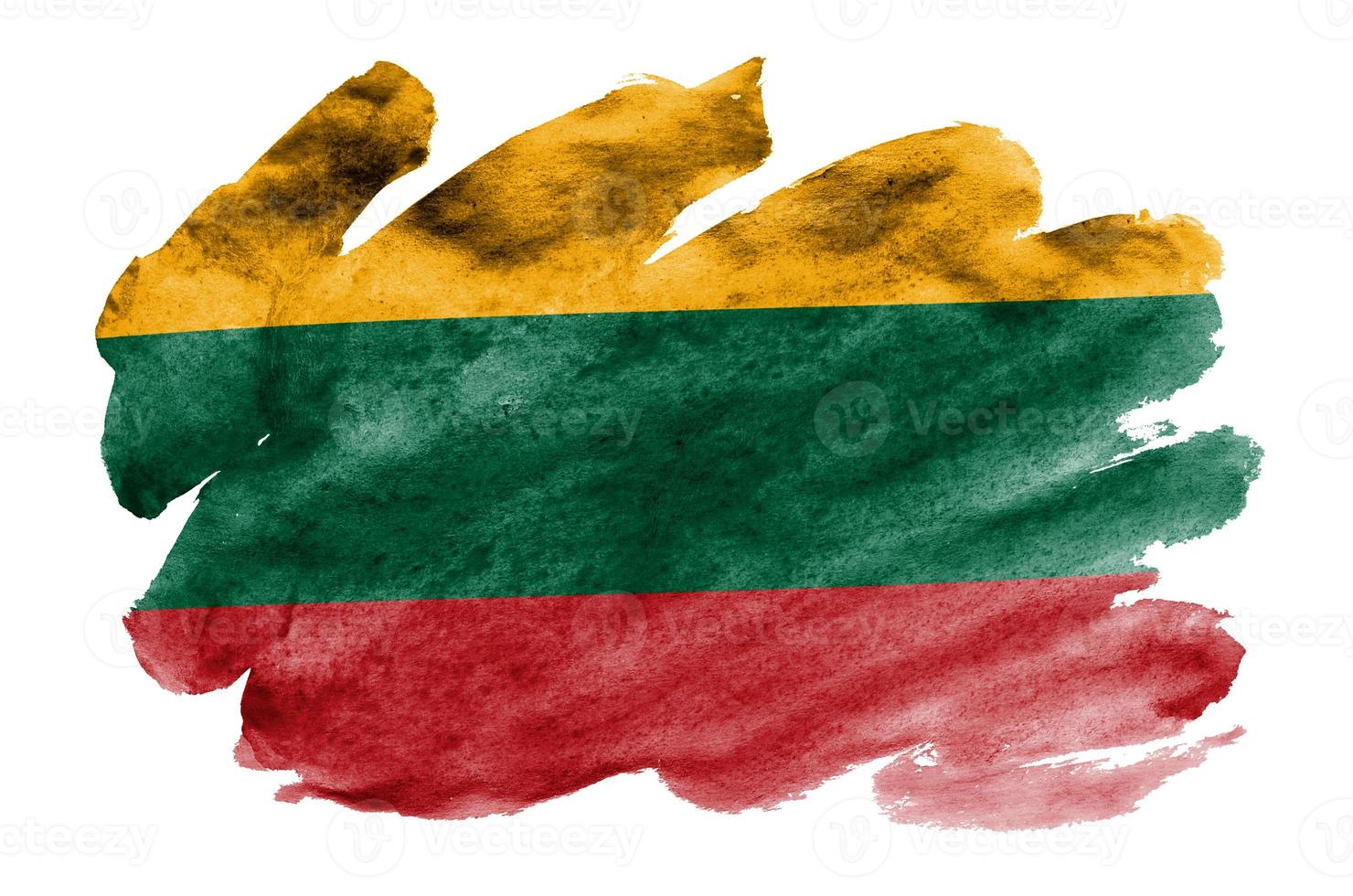 Lithuania flag  is depicted in liquid watercolor style isolated on white background photo