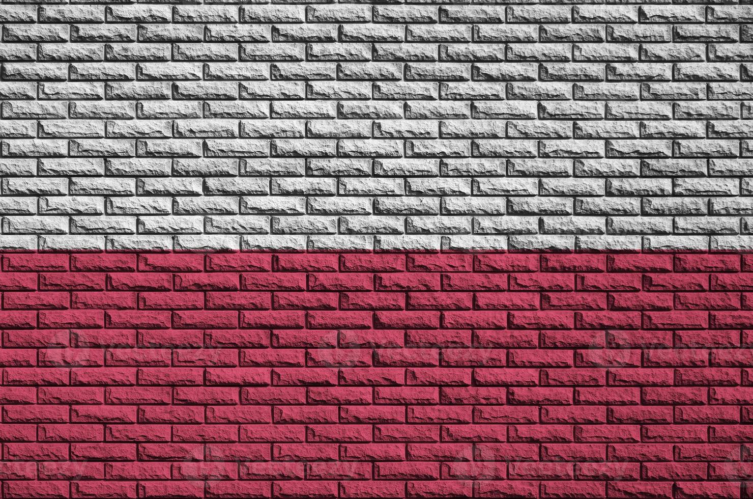 Poland flag is painted onto an old brick wall photo
