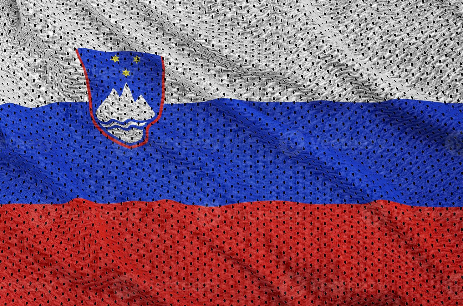 Slovenia flag printed on a polyester nylon sportswear mesh fabri photo
