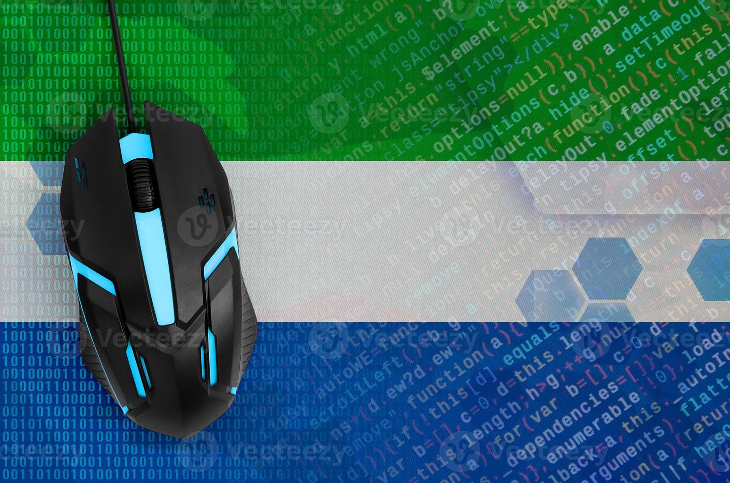 Sierra Leone flag  and computer mouse. Digital threat, illegal actions on the Internet photo