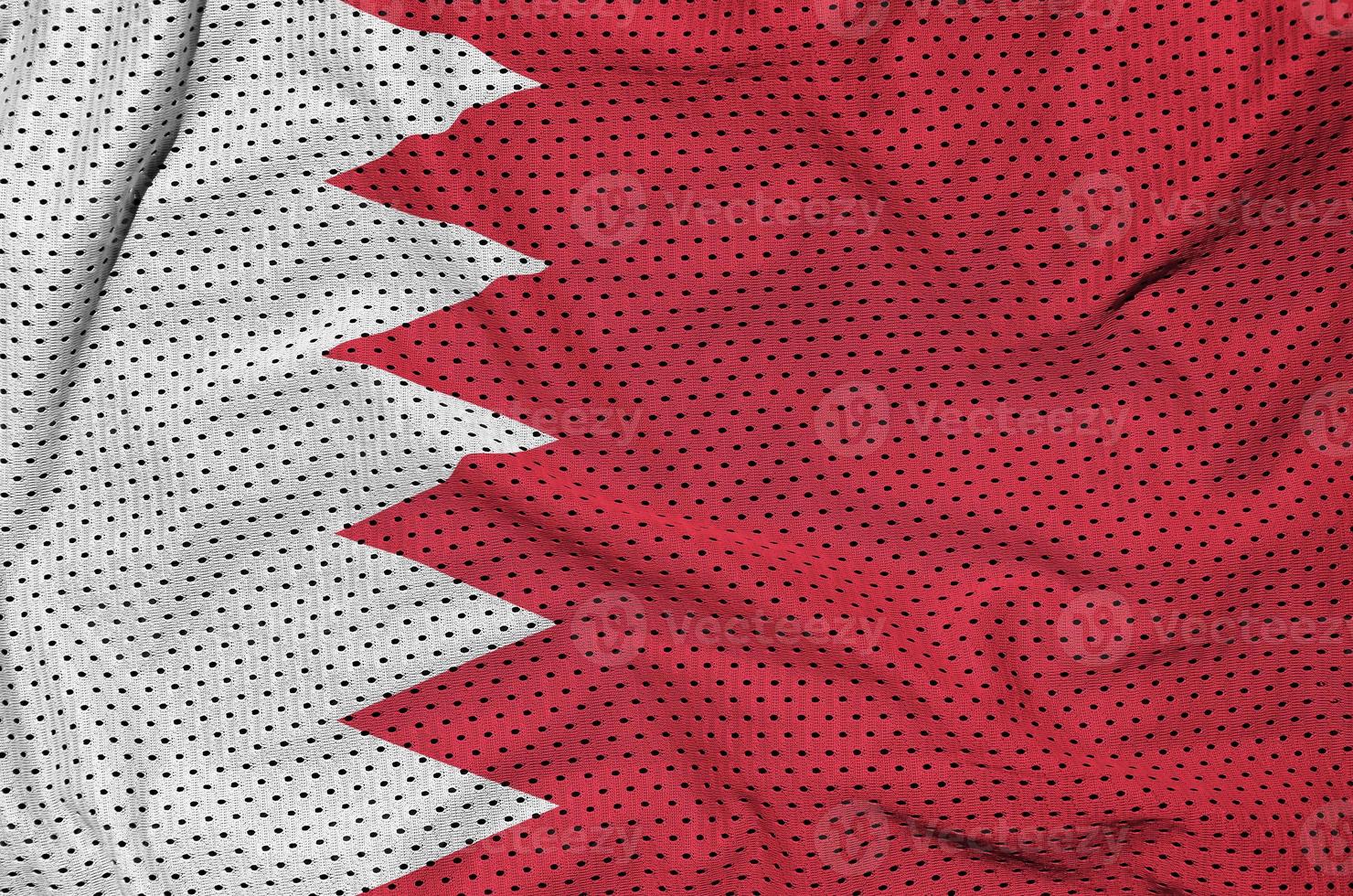 Bahrain flag printed on a polyester nylon sportswear mesh fabric photo