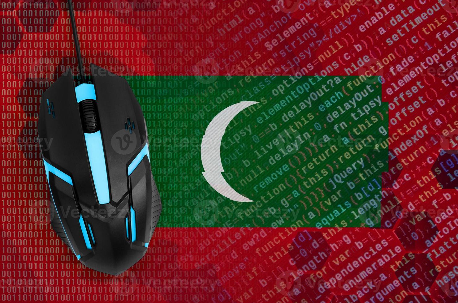 Maldives flag  and computer mouse. Digital threat, illegal actions on the Internet photo