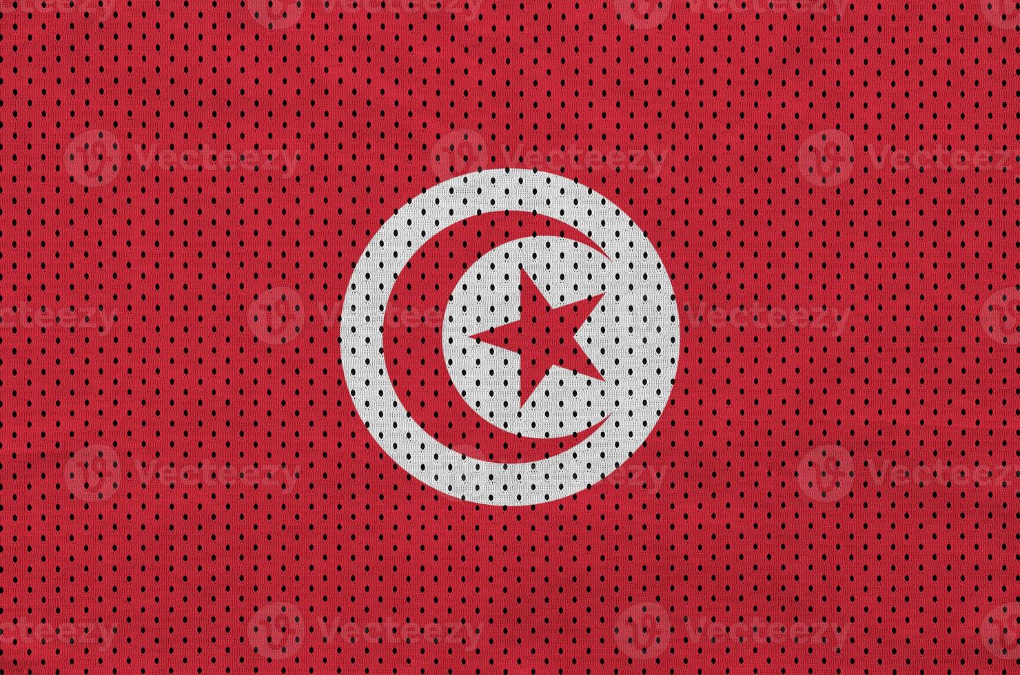 Tunisia flag printed on a polyester nylon sportswear mesh fabric photo