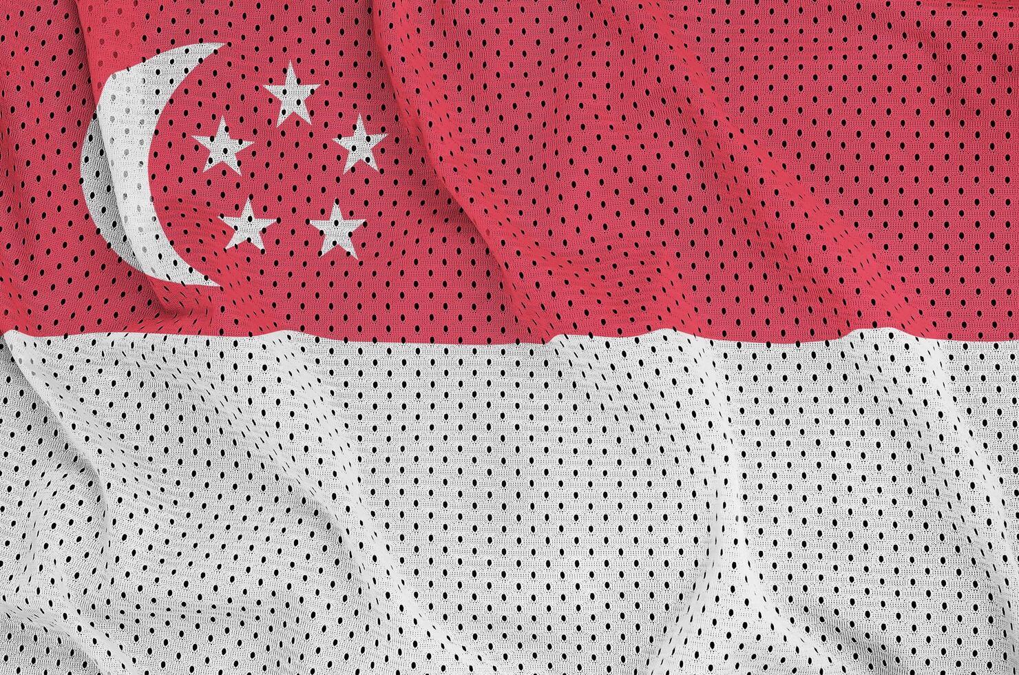 Singapore flag printed on a polyester nylon sportswear mesh fabr photo