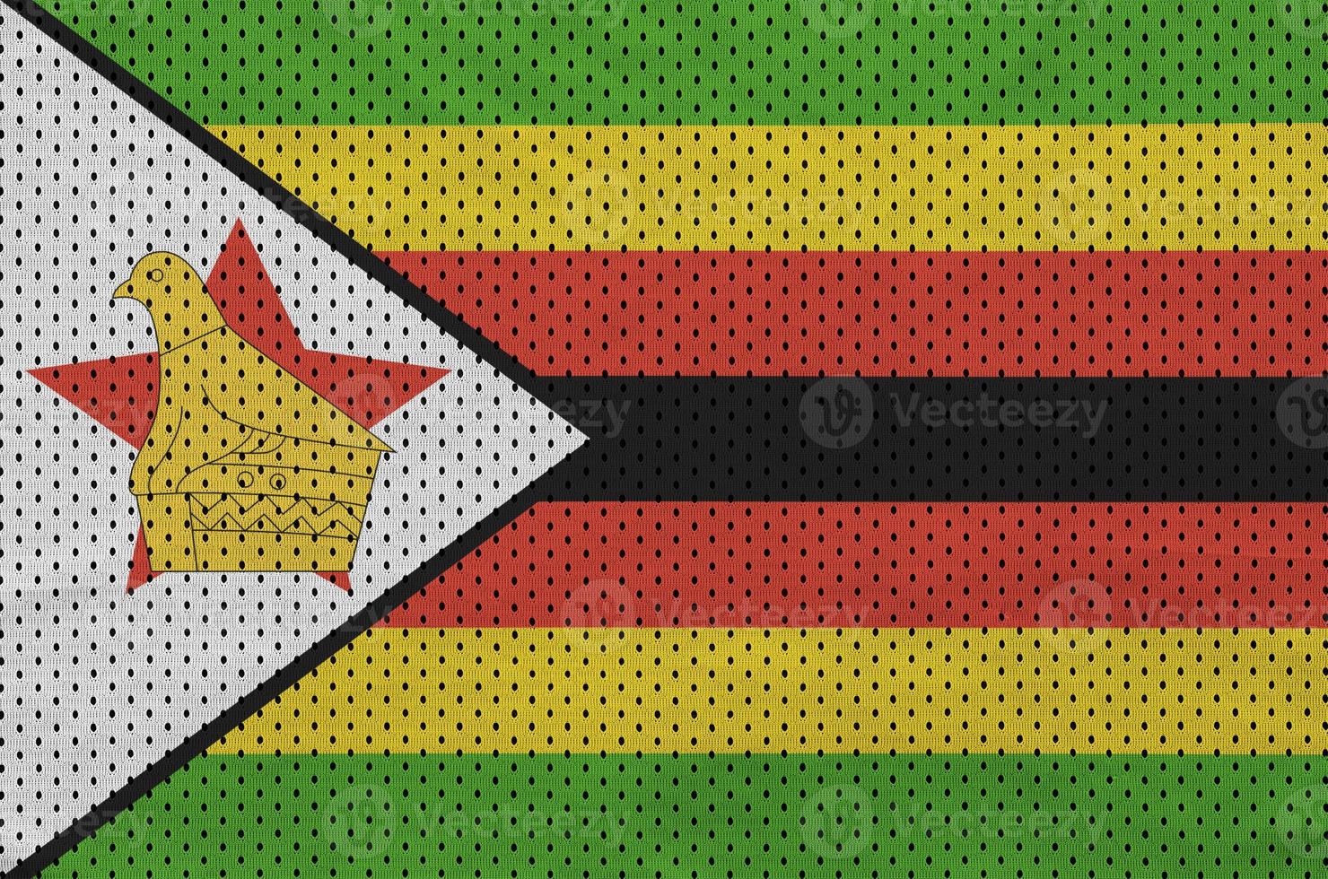 Zimbabwe flag printed on a polyester nylon sportswear mesh fabri photo