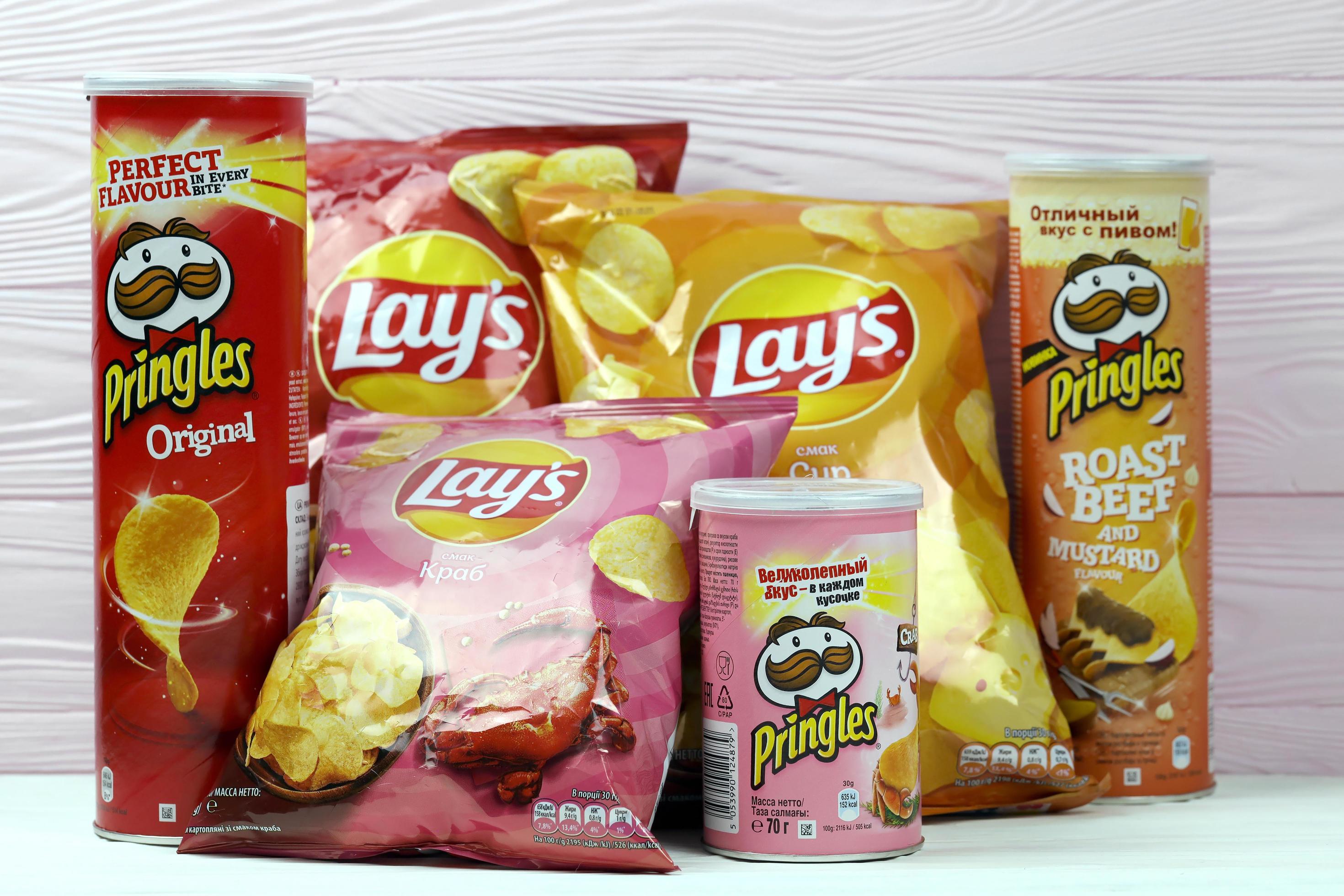 KHARKOV, UKRAINE JANUARY 3, 2021 Various flavoured of lay's and