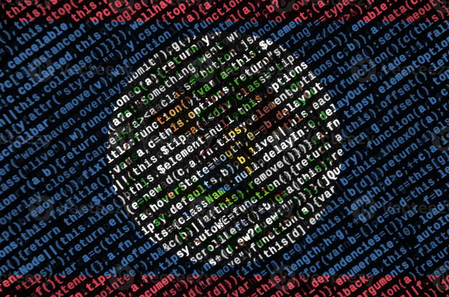 Belize flag  is depicted on the screen with the program code. The concept of modern technology and site development photo