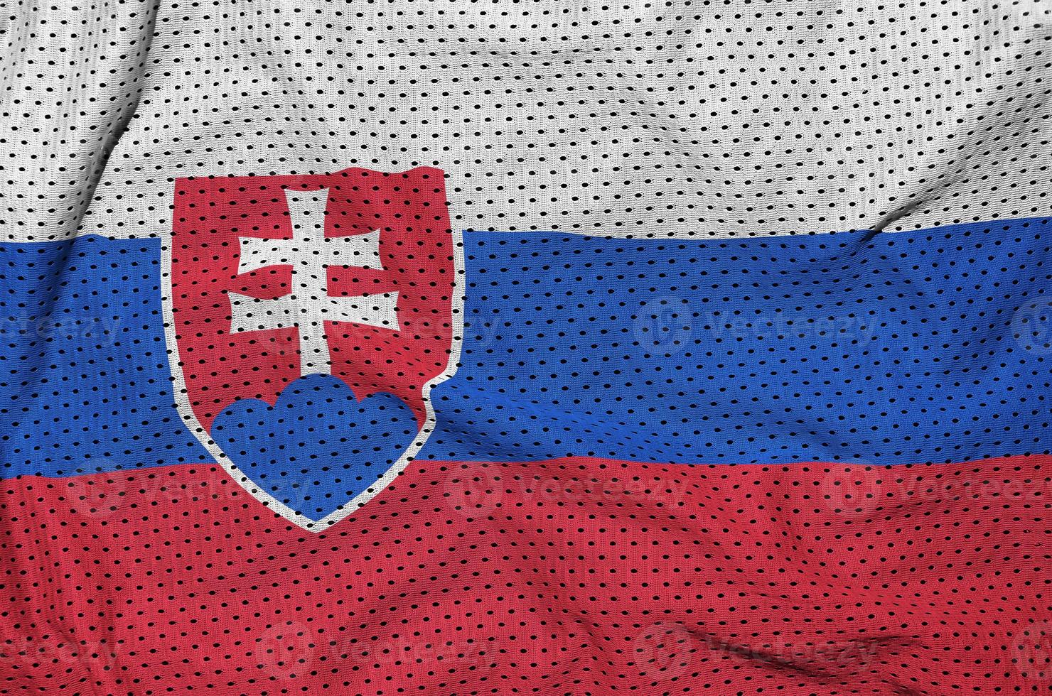 Slovakia flag printed on a polyester nylon sportswear mesh fabri photo