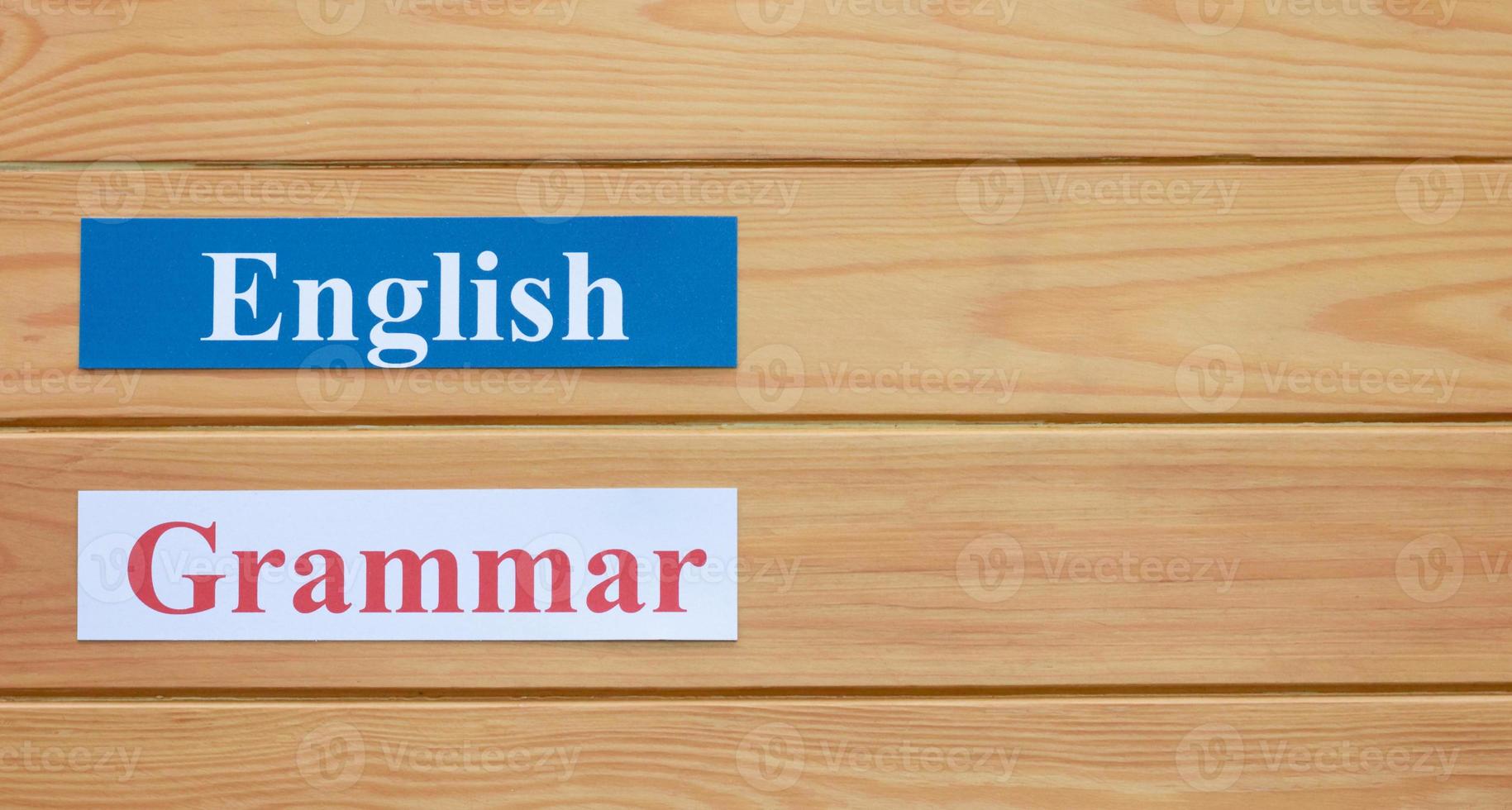 English flashcards on wooden board photo