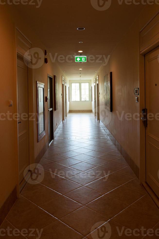 hallway in vintage hotel in day time photo