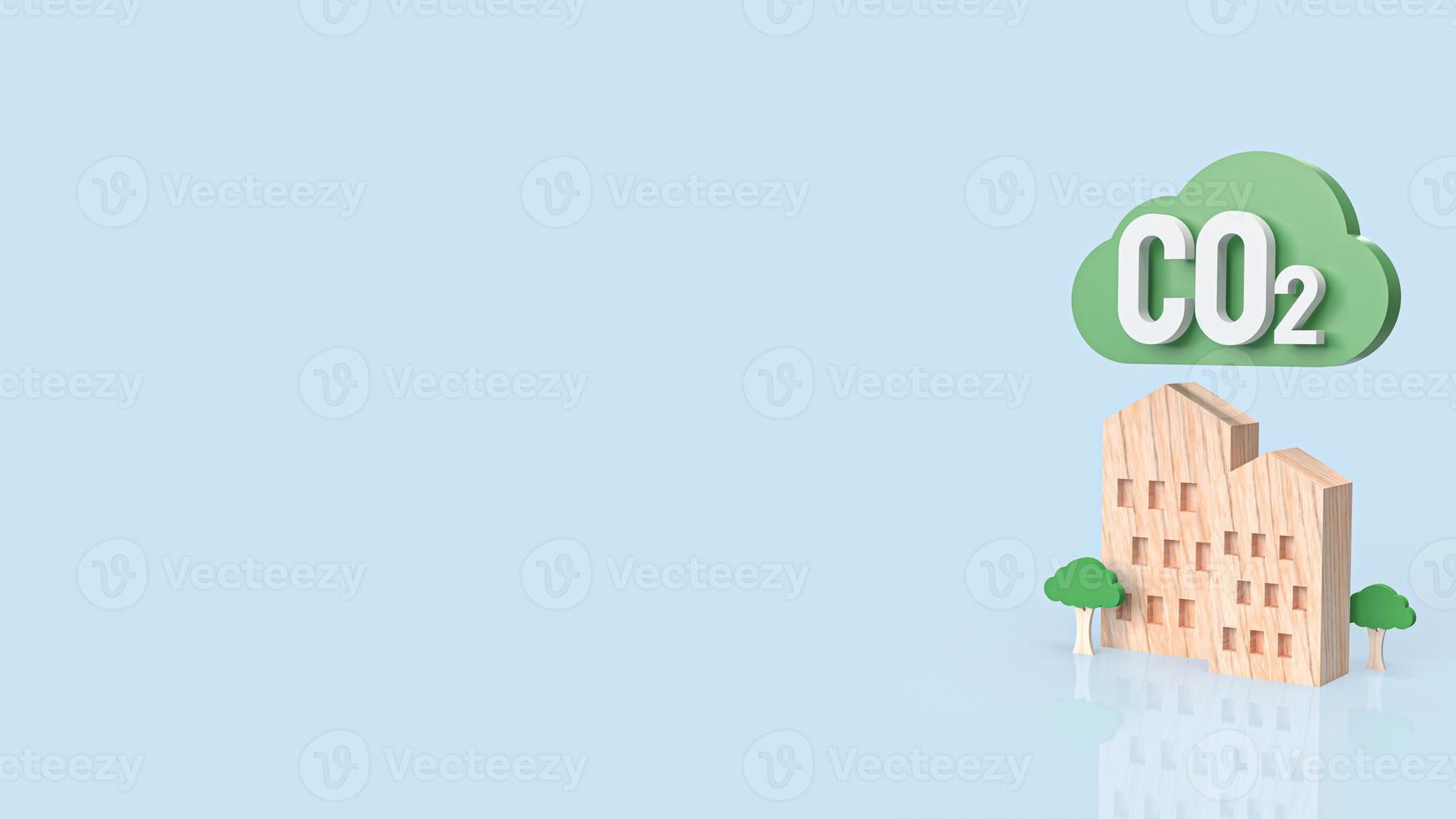 home wood and green cloud for co2 concept 3d rendering photo
