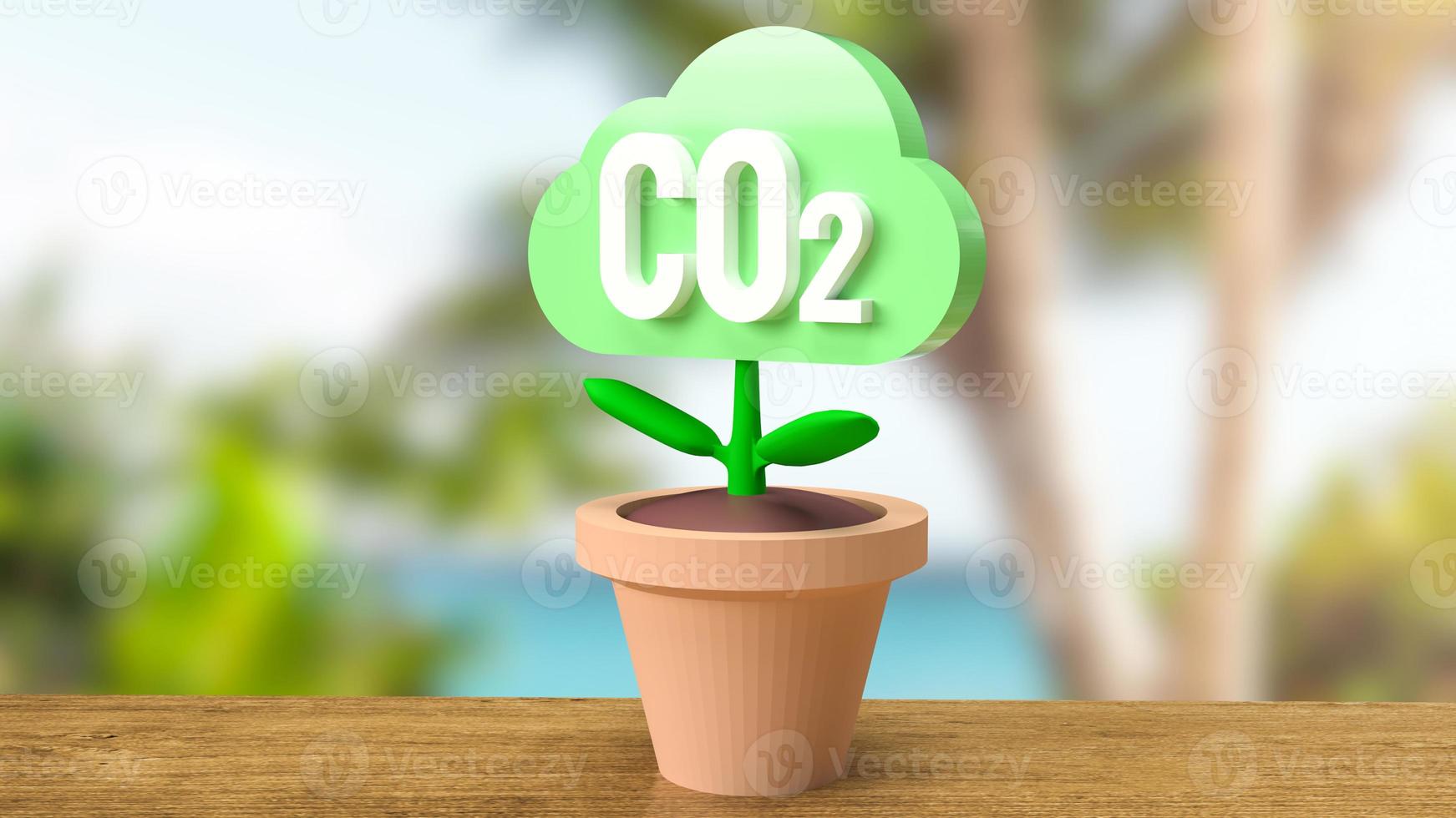 The co2 cloud tree for eco or ecology concept 3d rendering photo