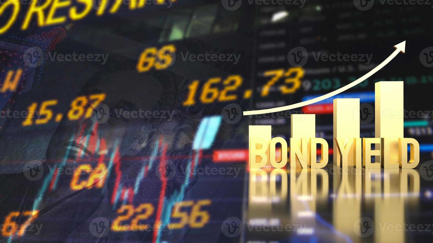 The gold bond yield text and chart on Japan business background 3d rendering photo