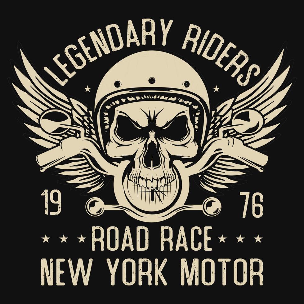 legendario diseño de camiseta de motociclista vector