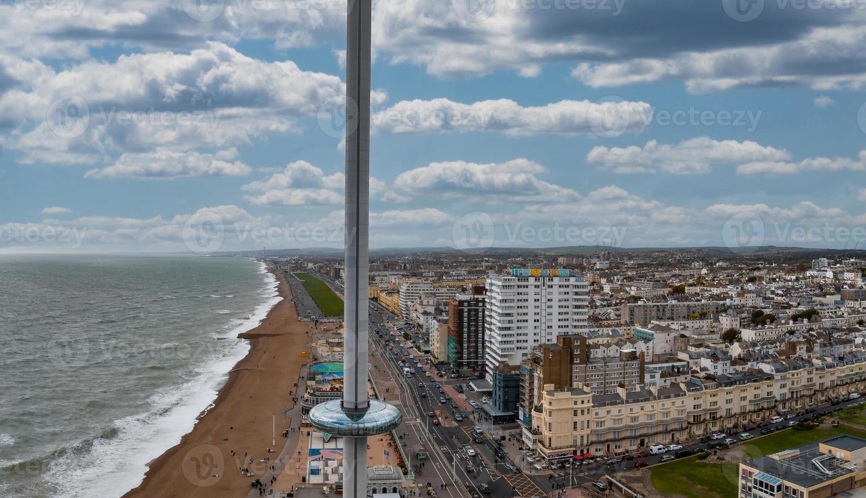 Aerial view of British Airways i360 observation deck in Brighton, UK. photo