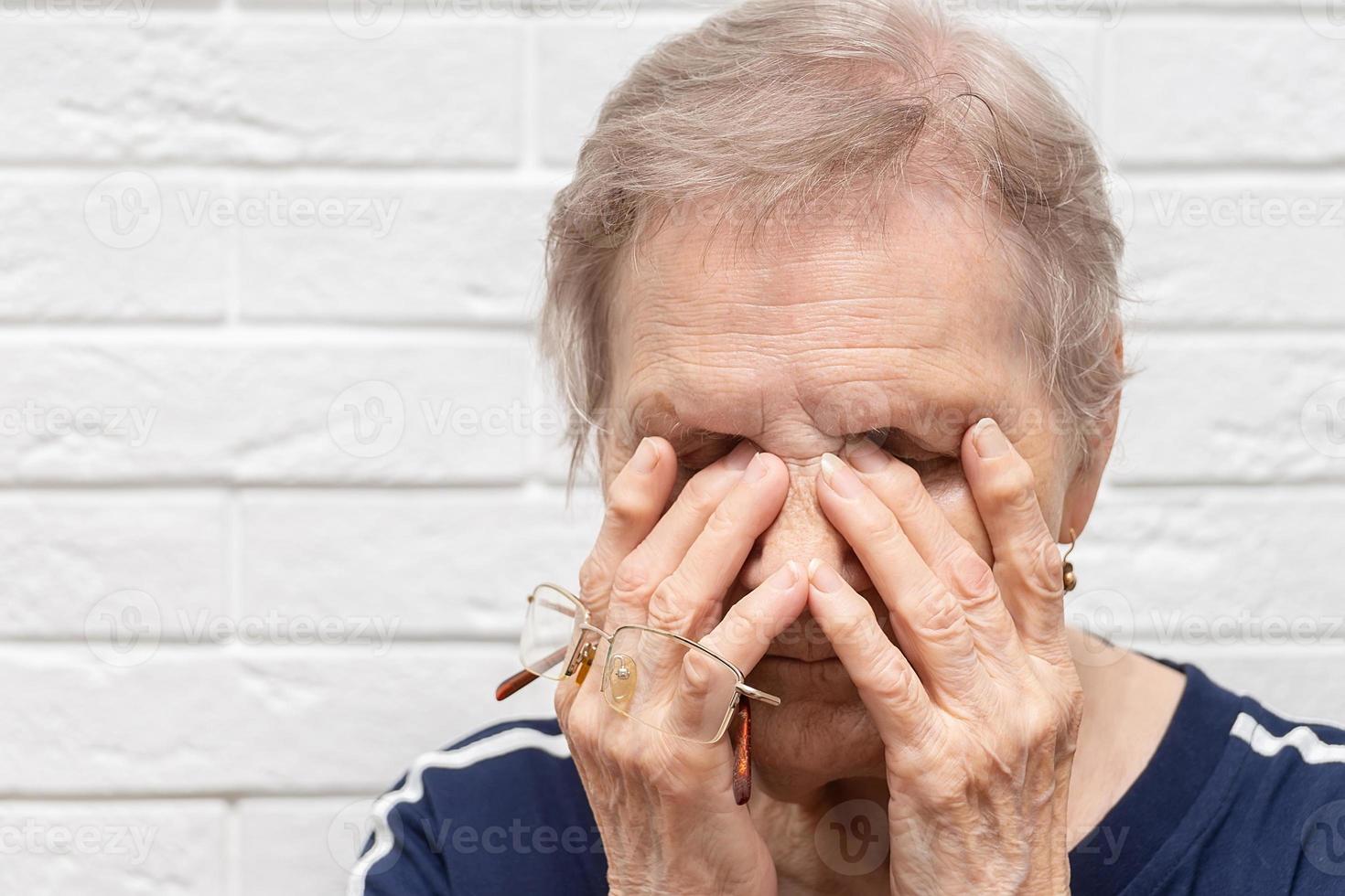 Poor vision, age-related eye problems, glaucoma, dry eyes concept photo
